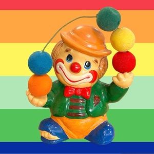 Last chance…Enesco Vintage Clown Bank Juggling Ceramic Figurine 1980s